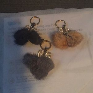 Bow Accented Pom Pom Purse Charm